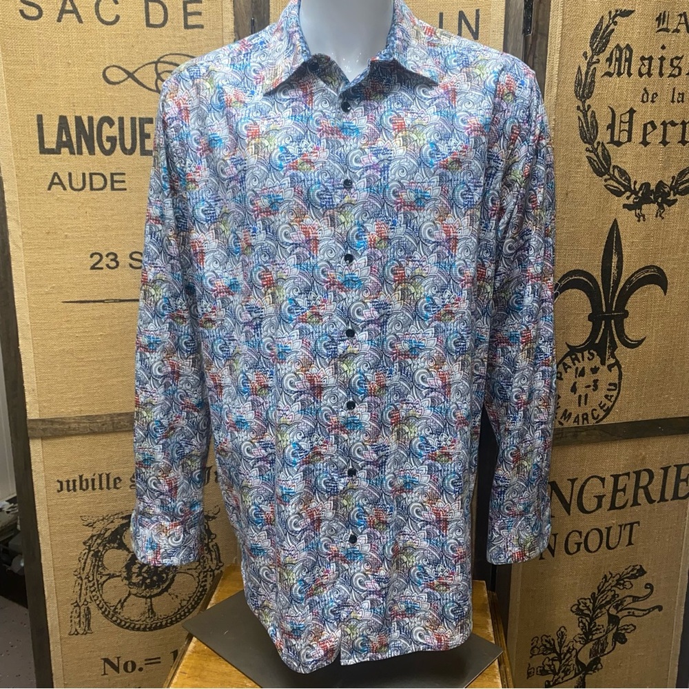 Robert Graham Multi-Color Button Up Shirt, 1XLT